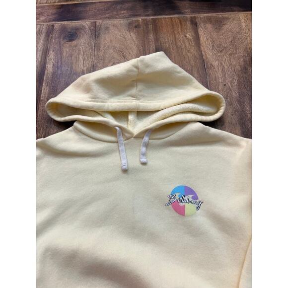 Billabong Women's Pale Yellow Cotton Blend Drawstring Pullover Hoodie Size M - Picture 3 of 4